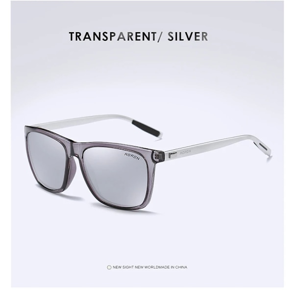 AORON Polariserande solglasögon för män Klassiska fyrkantiga solglasögon UV400 Spegel Aluminium Ben Glasögon Transparent Silver Transparent Silver Package 3