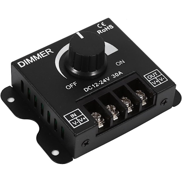 Bredt udvalg af dæmpningsafbryder, ON/OFF-afbryder med sort aluminiumhus, maks. 30A dæmper, skiftecontroller til LED-strimmel enkelt farve (DC12~24V)