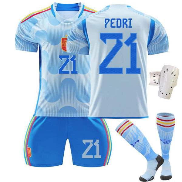 22-23 Spanien udebane blå nr. 10 Asensio 9 Gavi 21 Pedri 7 Morata fodbold uniformsæt Size 7 with socks #M