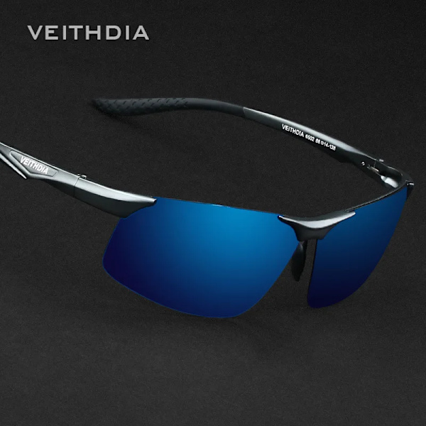 VEITHDIA 6502 Uusi muotoilija, korkealaatuinen, neliömäinen, UV400-alumiinimagnesium-polarisoitu urheiluaurinkolasit miehille 2024 Black/Red man