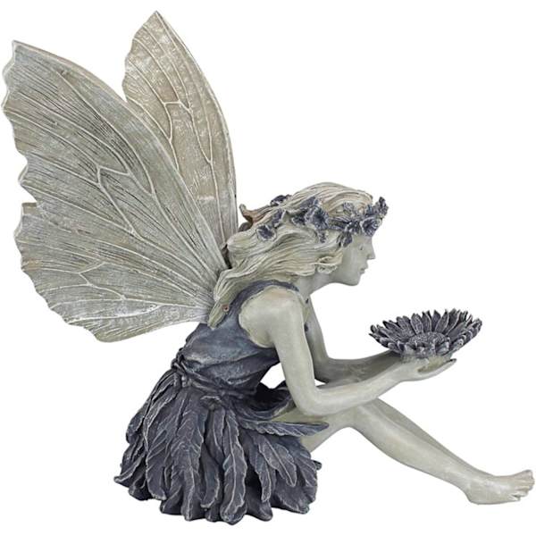 Havefigur med siddende magisk fe, siddende alfehavefigurer, Tudor og Turek siddende fe-statue, harpikshåndværk landskabsdesign gårddekoration