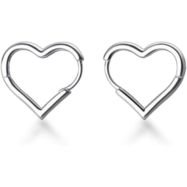 925 Sterling Silver 1,6 cm Heart Hoop örhängen för kvinnor Teen Gi