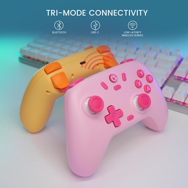 2.4g Trådløs Kontroller for Windows PC, iPhone, Android, Switch & Steam, Bluetooth-kontroller med Hall-effekt Trigger, Turbo, Rumble Vibration (Blå) Blue
