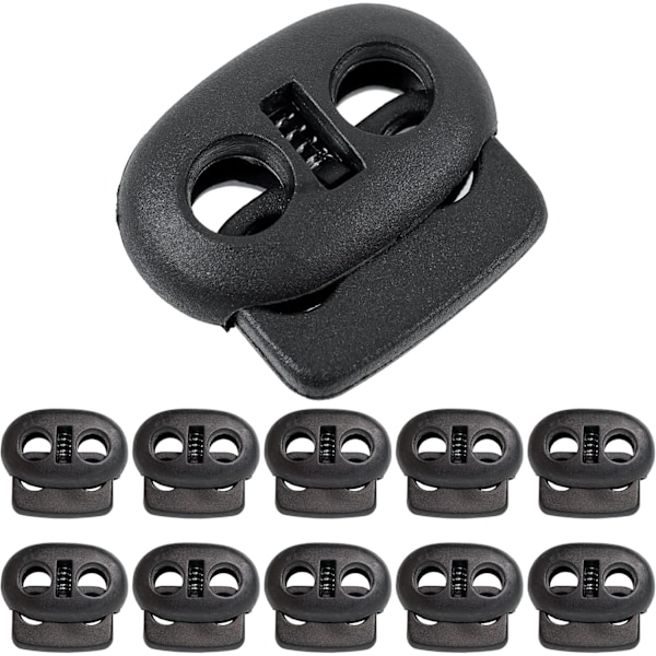 Snørestopper, 2 Huller, 20 x 18 mm, Hull 4 x 4 mm, Perfekt for Ø 3 mm