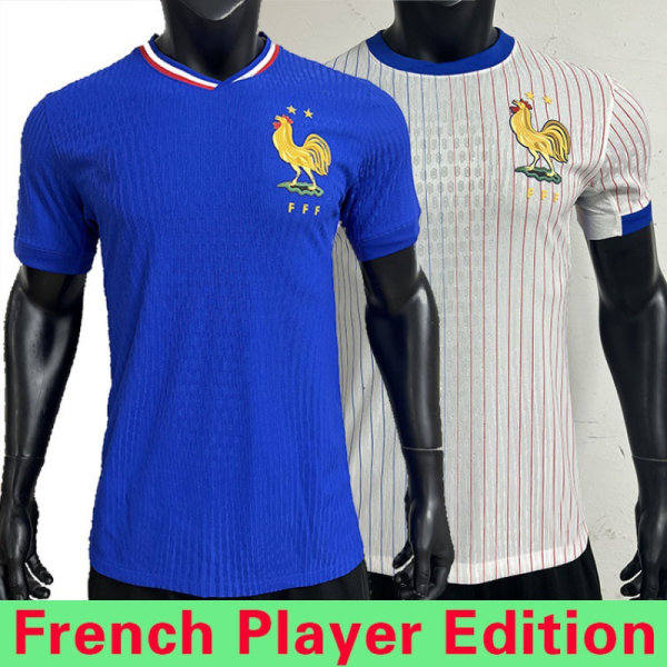 Spelare version av 2024 EM-tröjan Frankrike hem och borta fotbollströja nr 10 Mbappe fransk spelare White S