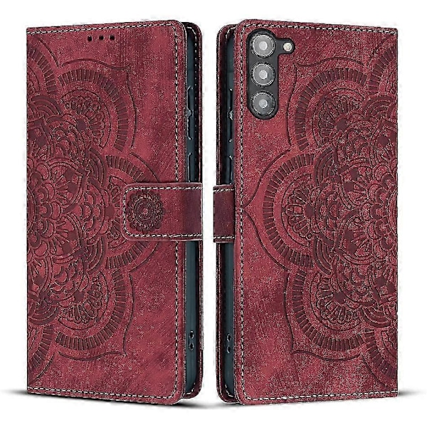 Frosted Læder Etui til Mandala Emed Retro Telefon Rød(FQ) For Samsung Galaxy S23+ 5G Red