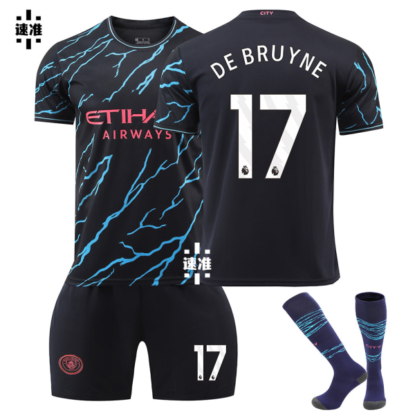 23-24 Manchester City 2:a bortafotbollsdräkt nr 9 Haaland tröja set 17 De Bruyne 47 Foden version Size 17 socks S