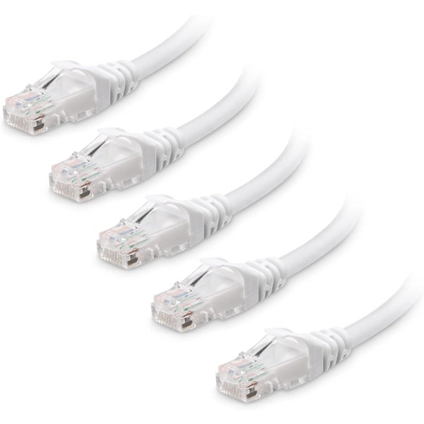 5-pakke 10 Gbps Snagless Kort Cat6 Ethernet-kabel (Cat6-kabel, Cat 6-kabel) Hvit White 1m