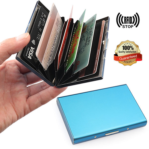 Ruostumaton teräs - Kortinpidike lokero - Suojaa RFID blue