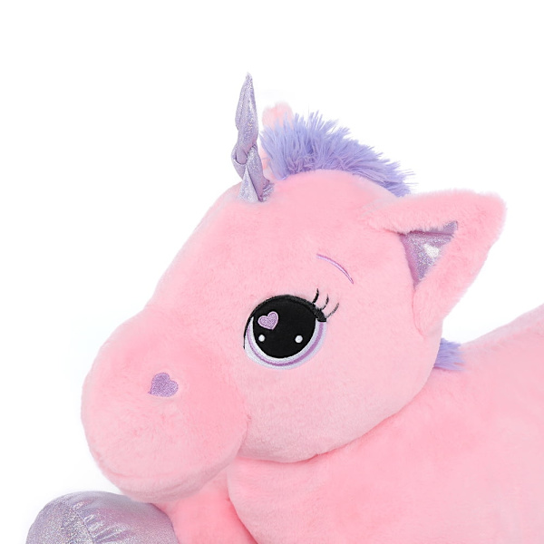 MorisMos kæmpe enhjørning bamse 32`` Sød blød enhjørning plyslegetøj 43\" pink pink 23.5"