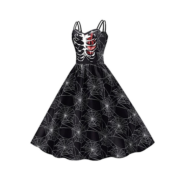 Kvinners Halloween-kjole Vintage Swingkjole Svart Black S