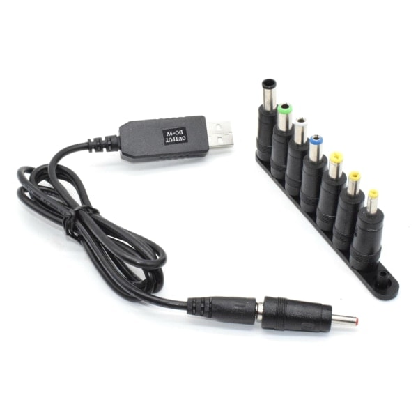 USB til DC 5V 9V 12V Adapter Konverterkabel USB til 8PCS DC-kontakt for Router Mini Vifte Høytaler WIFI Ladebank-kontakt