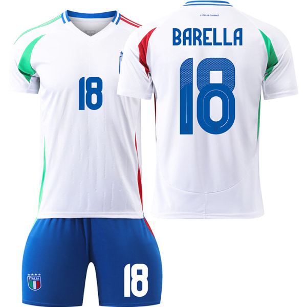 24-25 Italiensk fodboldtrøje nr. 14 Chiesa 18 Barella 3 Dimarco EM-trøjesæt Home No. 18 26 yards