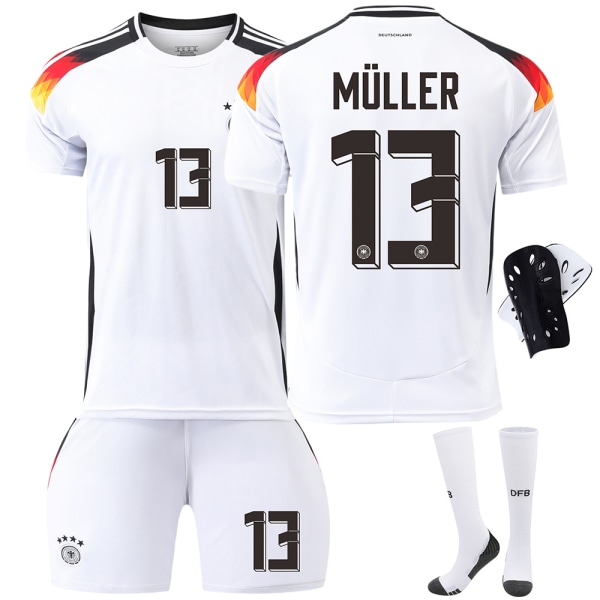 2024 Tyskland hjemme nr. 13 Muller EM-trøje 7 Havertz 8 Kroos fodbolduniform børnesæt til drenge No. 10 with socks + protective gear 26 yards