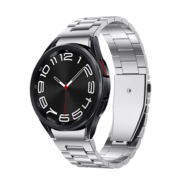 Metallband för Samsung Galaxy Watch 6 5 4 40mm 44mm Armband Enklicks Fäste för Galaxy Watch 6 Classic 43mm 47mm Band Silver