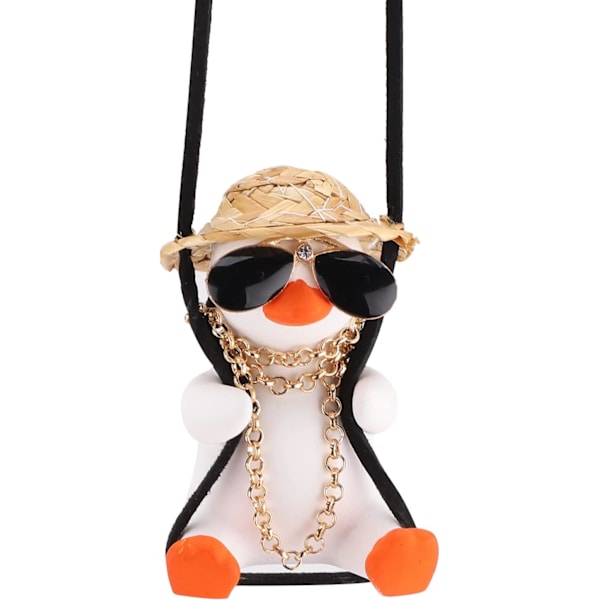 Biltillbehör Gunga Anka Gunga Anka Bil Hängande Prydnad Vacker Gunga Anka Bilhänge Cool Flygande Anka Med Solglasögon Bilbackspegel White