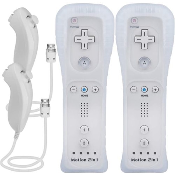 2x 2 in 1 Integrated Wiimote Motion Plus Controller and Nunchu