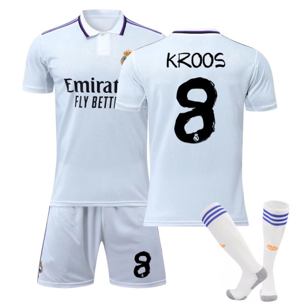 22-23 Real Madrid hemma nr 7 Mbappe tröja nr 10 Modric 9 Benzema Vinicius fotbollsdräkt Size 8 with socks #26