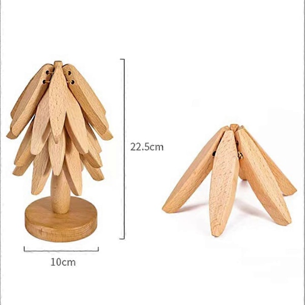Puinen pannunalunen, puunlehti, kulutusta kestävä koristeellinen lasinalunen ruokapöydälle, pähkinäpuun värinen Walnut Color 3 Piece Coaster
