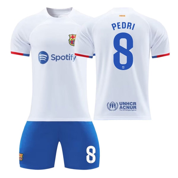 23-24 Barcelona borta barn student träning vuxen kostym tröja sport laguniform gruppköp herr- och damfotbollsuniform Barcelona Away 7 + Socks & Gear Size 16#Weight