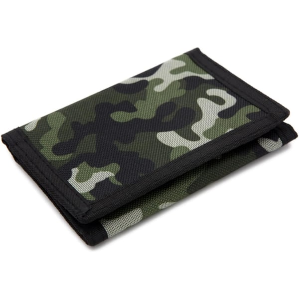 1 stk. Camo-lommebok, polyester/lerret/oxford/barnelommebok, lommebok for tenåringsgutter (militærgrønn)