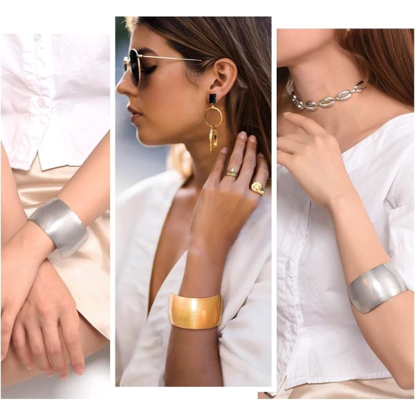 Kvinnor i rostfritt stål med brett armband Armband Statement Party Jewelr