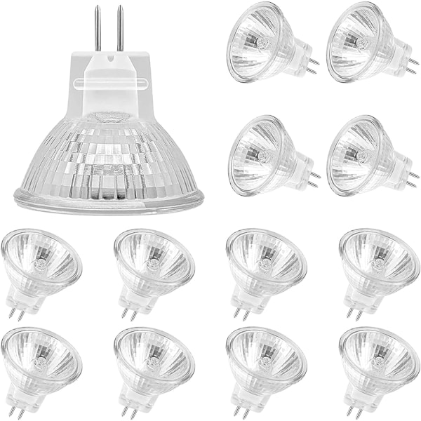 MR11 Halogenlampor (12-pack), GU4 Halogenlampa 12V 20W, Mr11 GU4 Dimbar Lamphållare för Taklampa, 2-stifts Halogenlampa 2700K Varmvitt