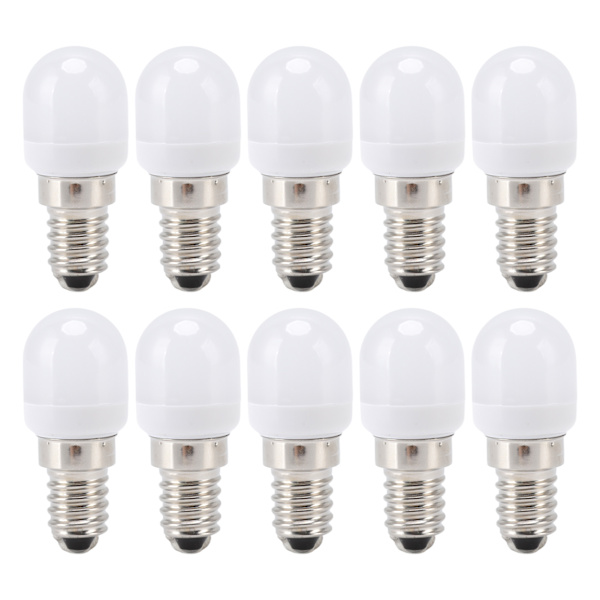 10 stk E14 LED-pære i rustfrit stål 1,5W 220V til lysekroner, loftslamper, skabslamper, væglamper og bordlamper