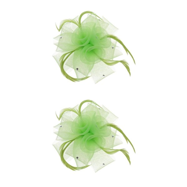 1/2 Bröllop Brud Dam Prom Rose Fjäder Fascinator Hårklämma Lime Grön Lime Green 2 Set