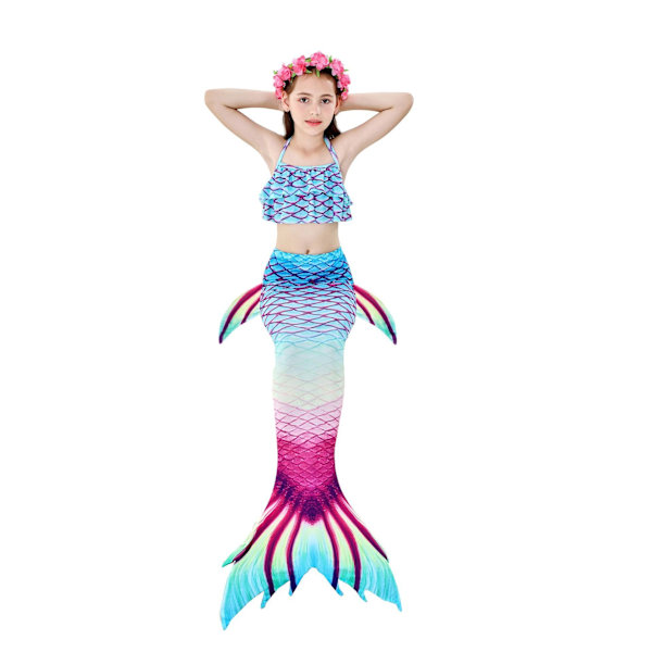 3-delad flicksjöjungfru bikini badkläder set STYLE 8 STYLE 8 130 cm