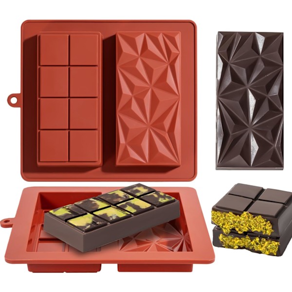 Chokoladebar Form Dyb Dubai 1 Tomme Pistacie Chokoladebar Silikone Tyk Form, Stor Slikbar Form til Fyld