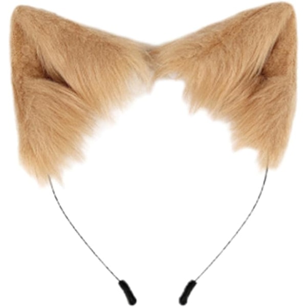 Kattører Faux Fur Hoop Furry Wolf Hår med Lang Hale Halloween Kostyme for Cosplay Fest