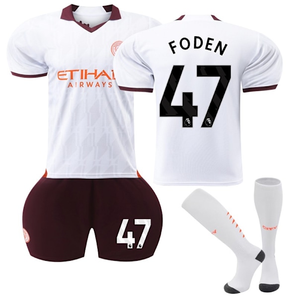 Ny 23-24 Manchester City Borte Fotballdrakt Barn Nr. 47 FOOT 10-11 years