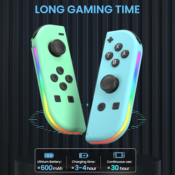 Trådløs håndkontroll kompatibel med Nintendo Switch, OLED, Lite Gamepad Joystick (venstre/høyre) Erstatning med RGB høyre green+blue