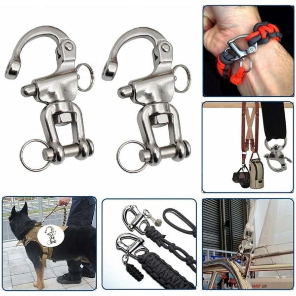 Swivel Snap Hook 2-pack Swivel Snap Hook 316 Rostfritt Stål Snabblänkar Snabbkopplingar Snap Hooks för Seglingar Släpp Båttillbehör (70mm)