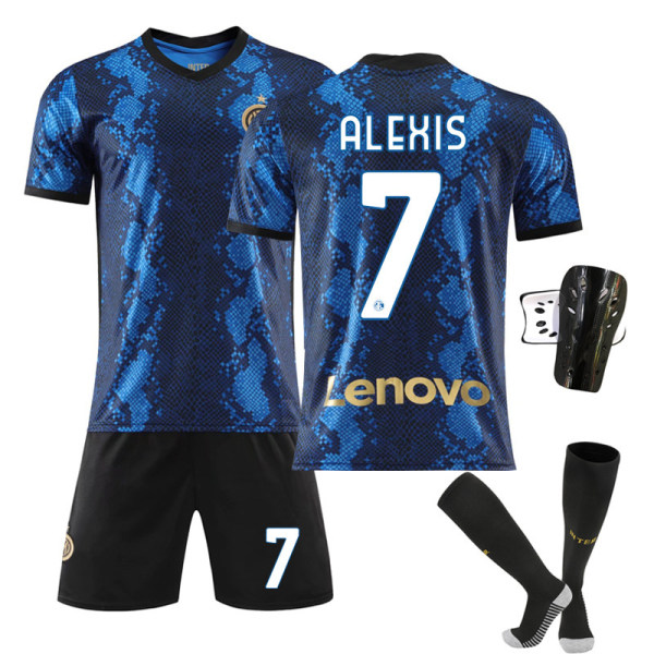 21-22 Inter Milan hjemmebanetrøje nr. 10 Lautaro nr. 7 Sanchez nr. 9 Dzeko fodboldbanedragt med sokker Size 10 with socks S#