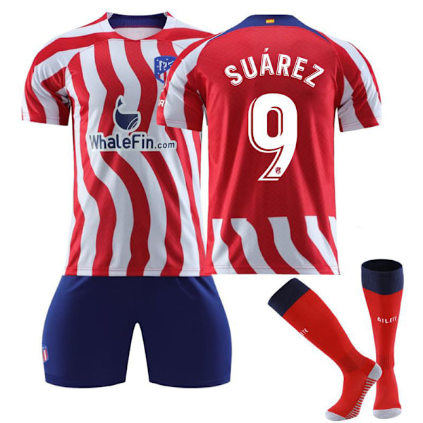 22-23 Atletico Madrid hjemmebanesæt nr. 8 Griezmann trøje sæt nr. 7 Philips med sokker Correa fodbolduniform Size 8 with socks + protective gear #M