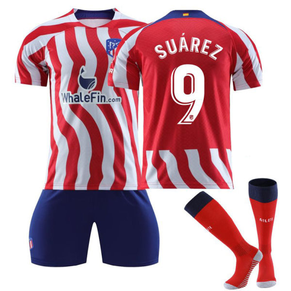 22-23 Atletico Madrid kotipaita No. 8 Griezmann jersey set No. 7 Philips sukat Correa jalkapalloasu No. 10 with socks + protective gear #18