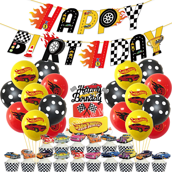 Hot Wheels festdekorasjoner: Få fart på festen! Package 1 18Pcs Balloons Set