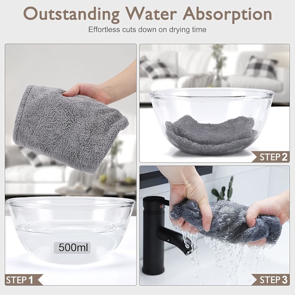 3-pack hiustenkuivauspyyhe, superimettävää ja nopeasti kuivuva hiusmyssy vaaleanpunainen harmaa sininen 25*70cm color,size