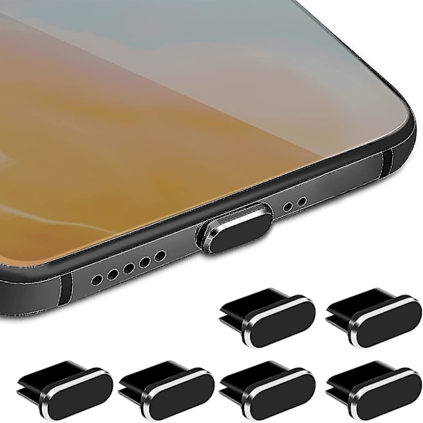 Type-C Pölysuojatulppasarja, 6 kpl Alumiiniseos USB C Pölysuojat Latausportin Suojus Type-C Metallinen Pölysuoja Älypuhelimille Kannettaville Tietokoneille