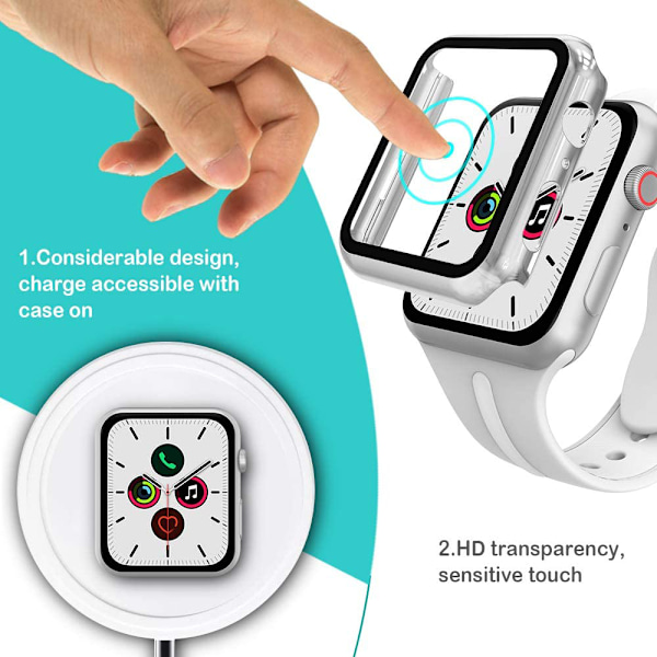 Etui til Apple Watch Series 5/4 / Skjermbeskytter i herdet glass