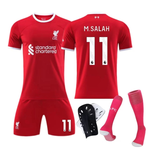 23-24 Liverpool hemmatröja nr 11 Salah barn vuxen kostym fotbollströja Size 27 socks M