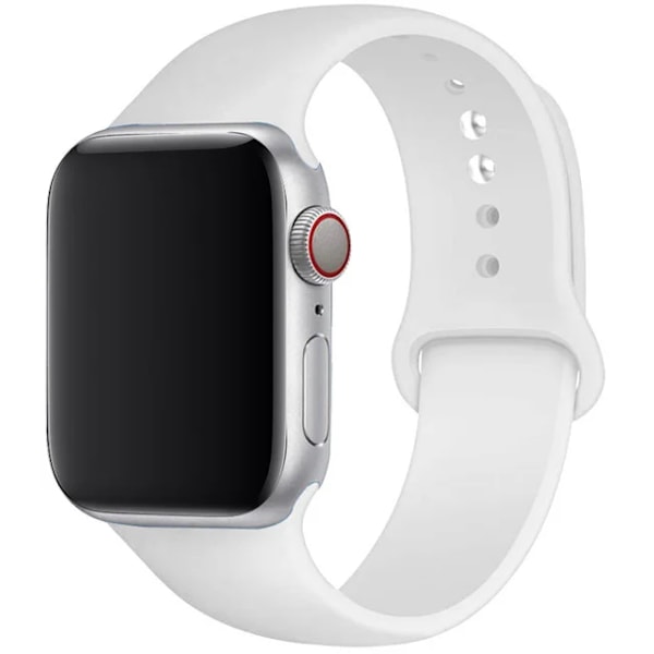 Silikoniranneke Apple Watchille 45mm 44mm 42mm 49mm 41mm 40mm 38mm correa armband iwatch Series 8 7 9 SE 4 3 5 Ultra 6 Light White