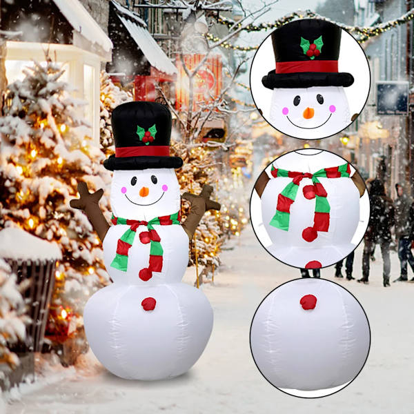 Uppblåsbar Snögubbe Santa Claus Nötknäppare med LED-ljus - Uppblåsbar Juldocka för Jul, Nyår & Trädgårdsfest Dekoration (Stil C) style C EU