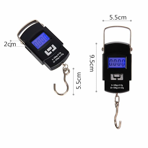 Matkalaukku 50kg Kannettava Digitaalinen Kalastusvaaka Tasapainopaino kalastukseen, laukkuvaaka, matkustamiseen, kotikäyttöön (FQ)