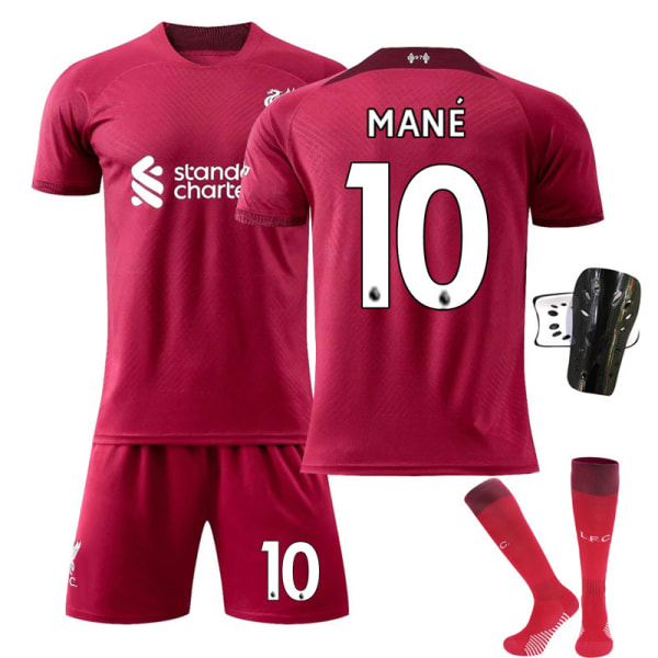 Liverpool hemmatröja säsong 22-23 nr 11 Salah tröja nr 10 Mane fotbollströja nr 4 Van Dijk No. 10 with socks + protective gear Children's 24 code