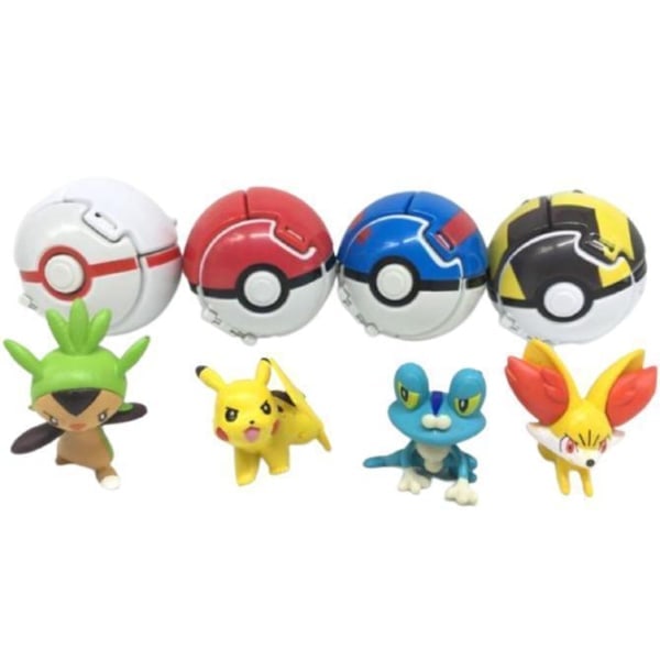 4 P-okémon Kast N Pop Poke Ball med Actionfigur Legetøjssæt zdq