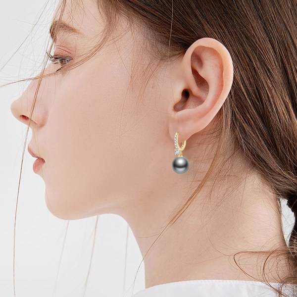 Pearl Drop örhängen för kvinnor flickor 14K guldpläterade Hypoallergen