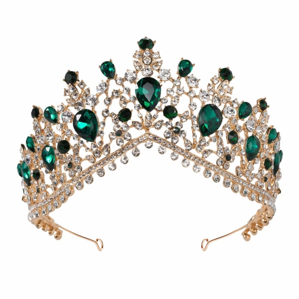 Emerald Wedding Tiara för kvinnor, Grön brudkronprinsessan Tia
